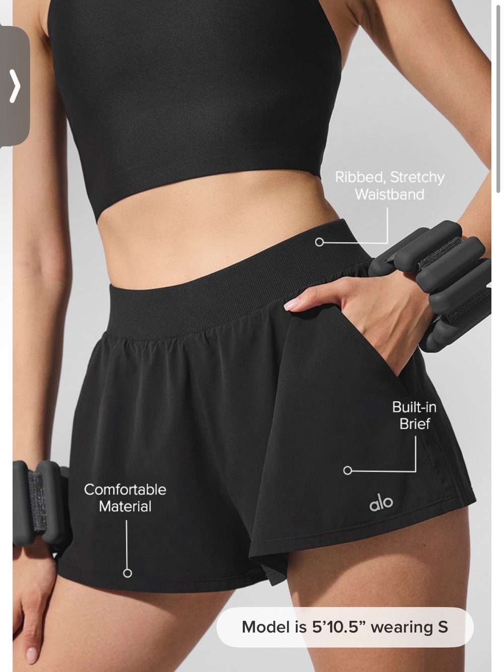 Alo Breezy Short Black Size M NWT